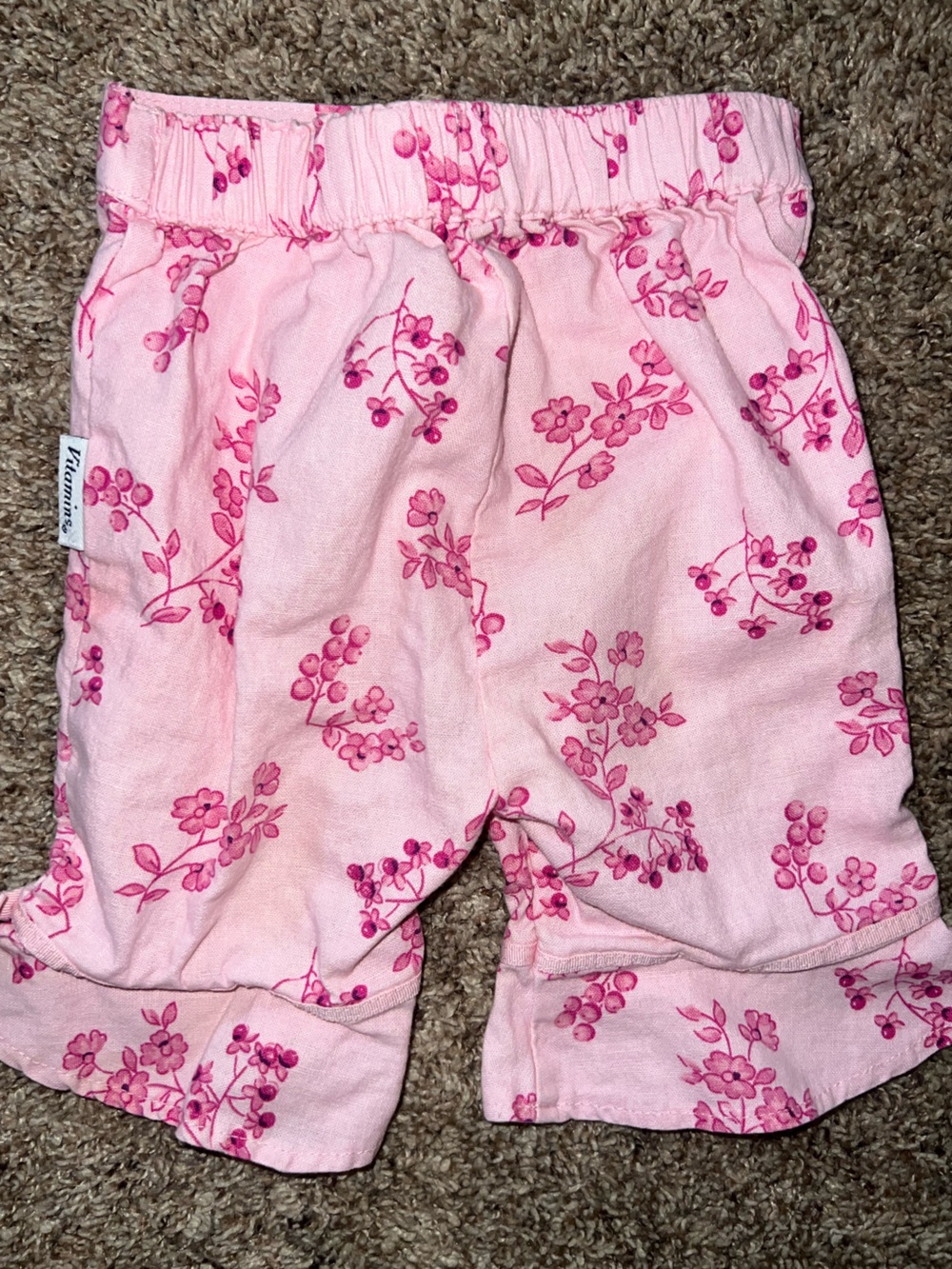 Vitamins Baby Linen Girl Pink Floral Bow detail Wide leg Pants 12m
